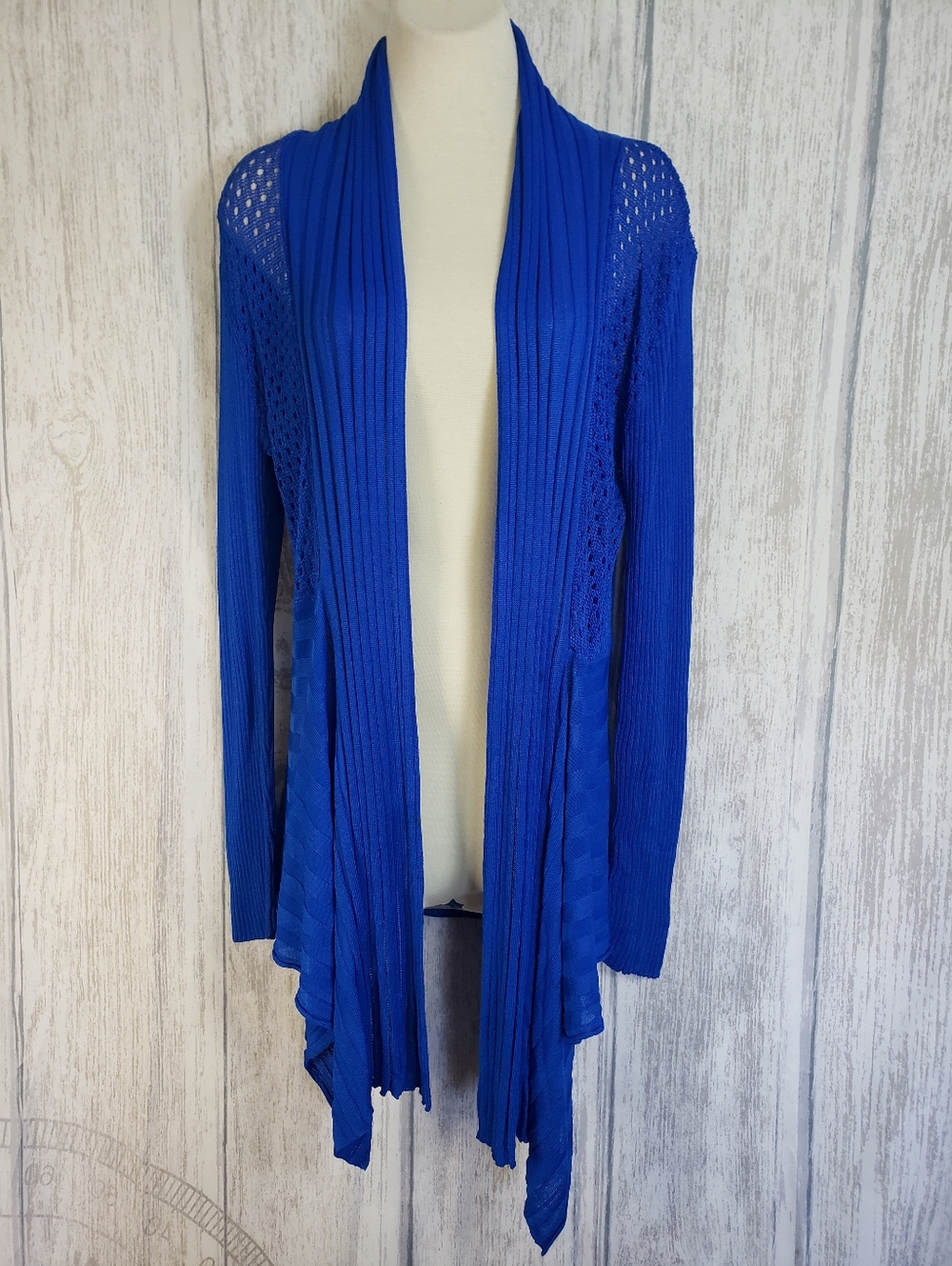 Unbranded Open Weave Open-Front Royal Blue Lightweight Cardigan Sweater Medium
